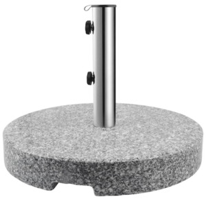 Rund granit parasolfod på 40 kg og rør i rustfrit stål