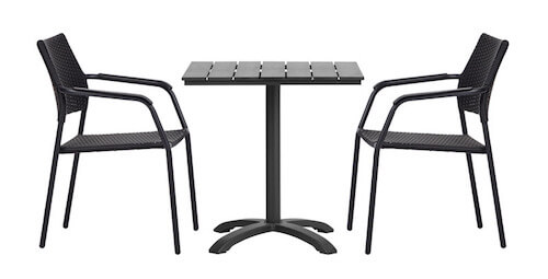 Østerby sort nonwood cafebord og 2 stole