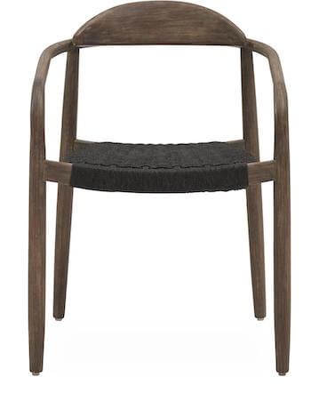 Javi klassisk stol i eukalyptus træ og sæde i sort flettet reb