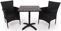 Carrie Cebu cafesæt 70x70 cm i sort polyrattan flet